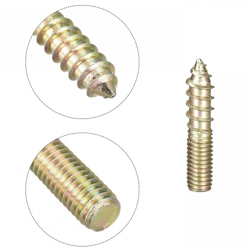 TOP-VIGOR 12Pcs M5x25mm Hanger Bolts, Double Headed Bolts Self Tapping Screw, Double Ended Dowel Screws, Screw Dowels Hanger, Threaded Lag Wood Screws and Machine Bolts for Wood Joint Furniture - Image 4